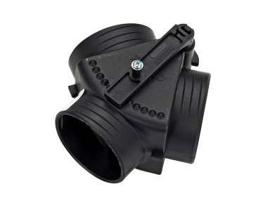 Webasto Distributor with valve. Ø 55 mm. Length 95 mm. Plastic. Black