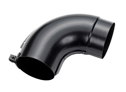 Webasto Hot air elbow 90°. Ø 79 mm, Ø 80.5 mm. Length 1 = 115 mm, length 2 = 120 mm. Steel corrosion resistant