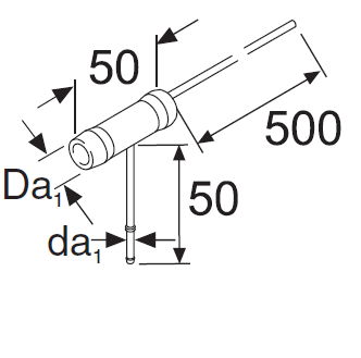 Webasto Tank extracting device for ventilation line. Da Ø 15 mm, Da Ø 3.2 mm. Length 500 mm. Stainless steel