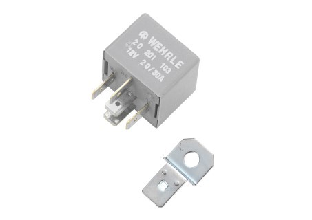 Webasto Relay (changeover contact) 6.3 mm. Freewheeling diode. 12 Volt. 20/30 Ampére. Plastic housing. Grey