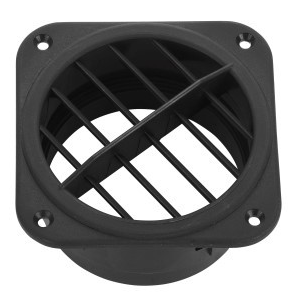 Webasto Air outlet 45°. Ø 90 mm, Ø 120 mm. Length 65 mm. Rotatable. Plastic. Black
