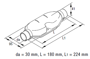 Eberspächer Exhaust silencer for D 2, D 3 and D 4 heaters. Ø 24 mm. Length 0.14 meter - kopie - kopie