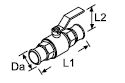 Webasto Shut-off valve with handle. Ø 38 mm. Length 1 = 165 mm, L2 = 85 mm. Brass