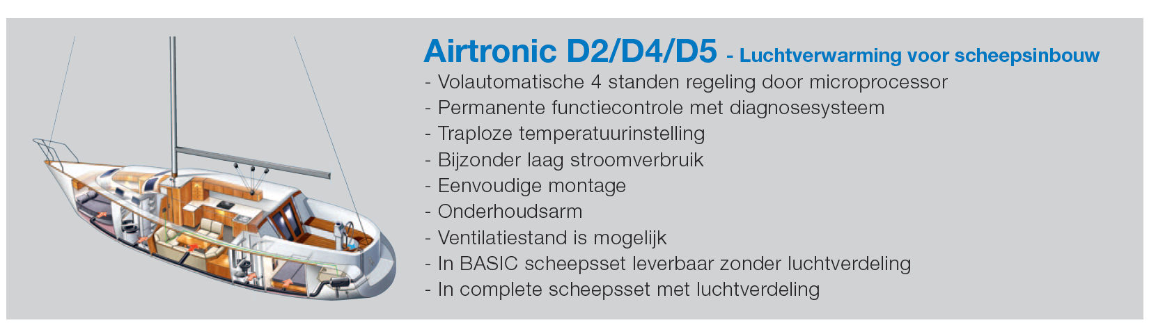 Eberspächer Airtronic D 4L Scheepsset,  incl. luchttoebehoren. 24 Volt.