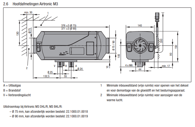 Eberspächer Airtronic MII Commercial D 4 L kachel. 12 Volt. Diesel