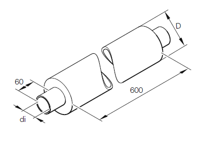 Eberspächer/Webasto Noise filter hose. Ø 60 mm. Length 340 mm
