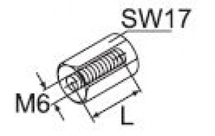 Webasto Spacer nut. M6. SW 17 mm. Length 30 mm. Steel corrosion resistant