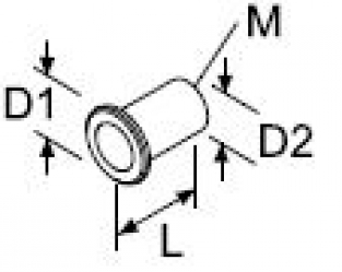Webasto Klinknagelmoer. M6 x 15.5. D1 Ø 13 mm, D2 Ø 9 mm. Lengte 14.5 mm. Aluminium. Set a 10 stuks