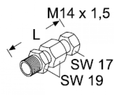 Webasto Terugslagventiel voor diesel en RME. M 14 x 1.5. SW 17/19. Lengte 52 mm. Druk 0.2 bar